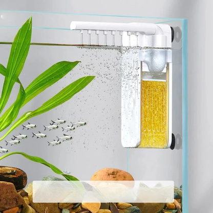 Silent mini aquarium filter with adjustable water flow