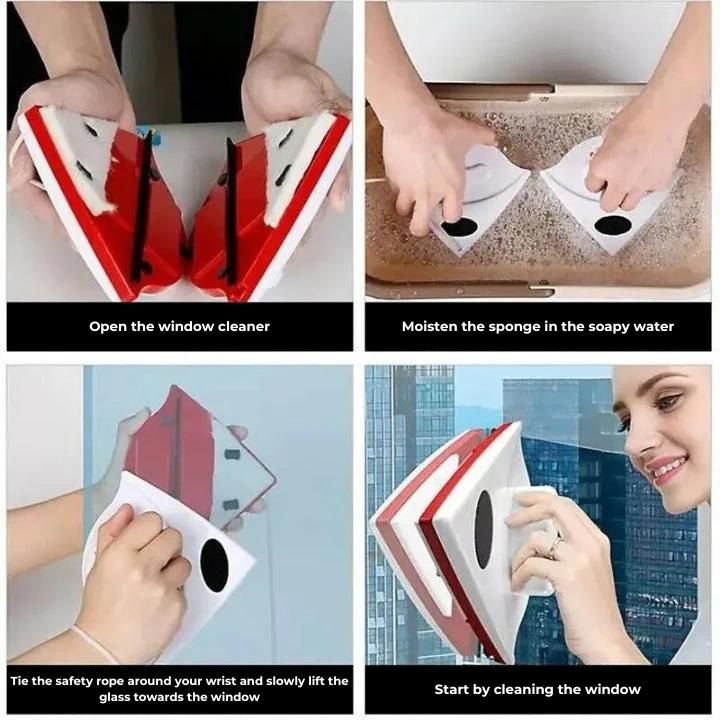 Double-sided magnetic window cleaner