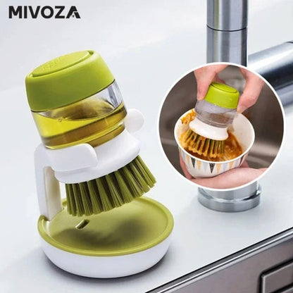 Washing-up brush with soap dispenser