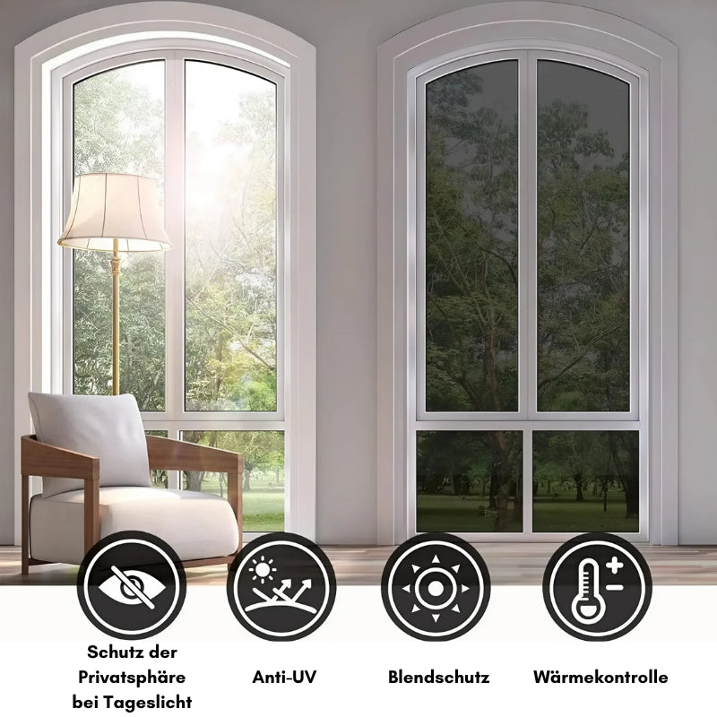 Heat-insulating privacy film for windows