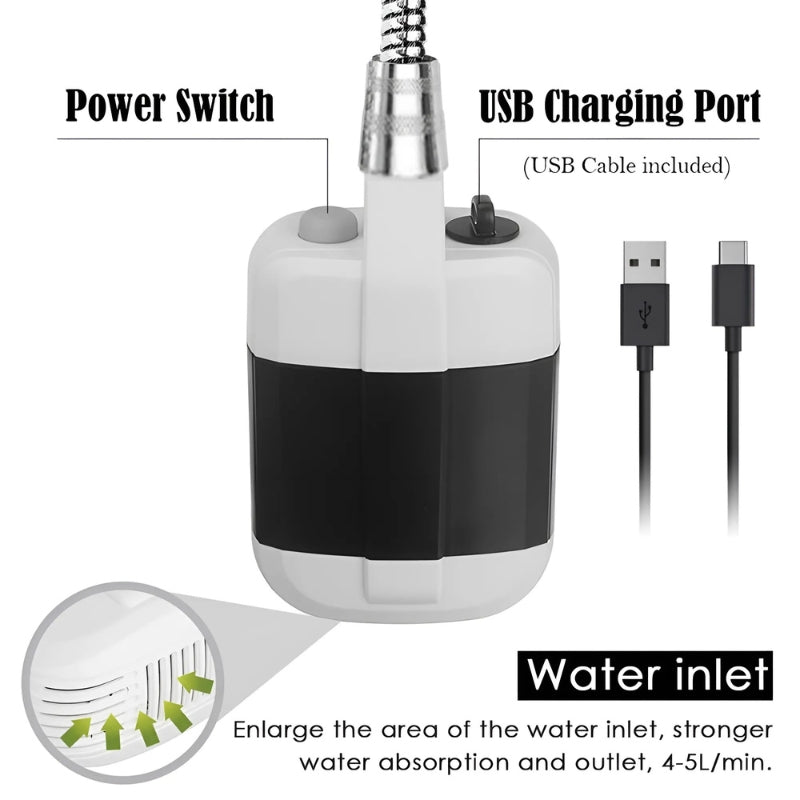 USB-Charging Portable Outdoor Camping Shower Set