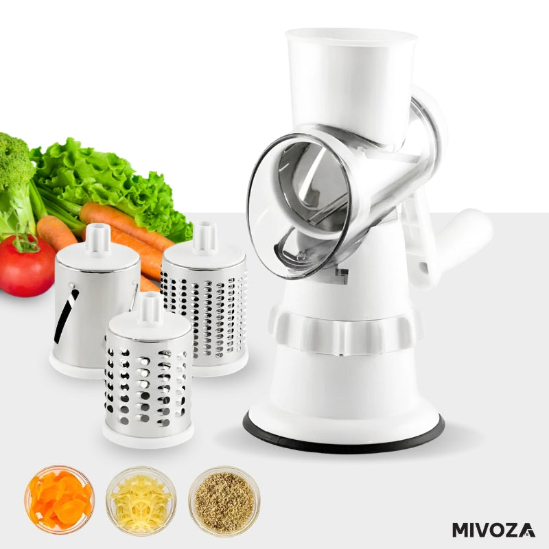 3-in-1 vegetable slicer: Versatile, hand-operated and space-saving