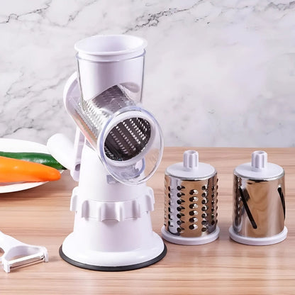 3-in-1 vegetable slicer: Versatile, hand-operated and space-saving