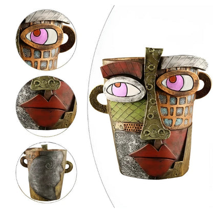 Design flower pot with character: face motif made of high-quality synthetic resin